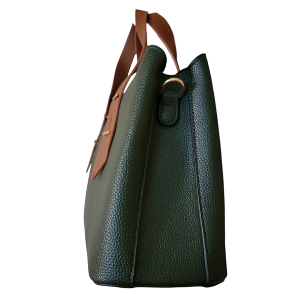 Nwot Green and Tan Women's Handbag. - Picture 2 of 9